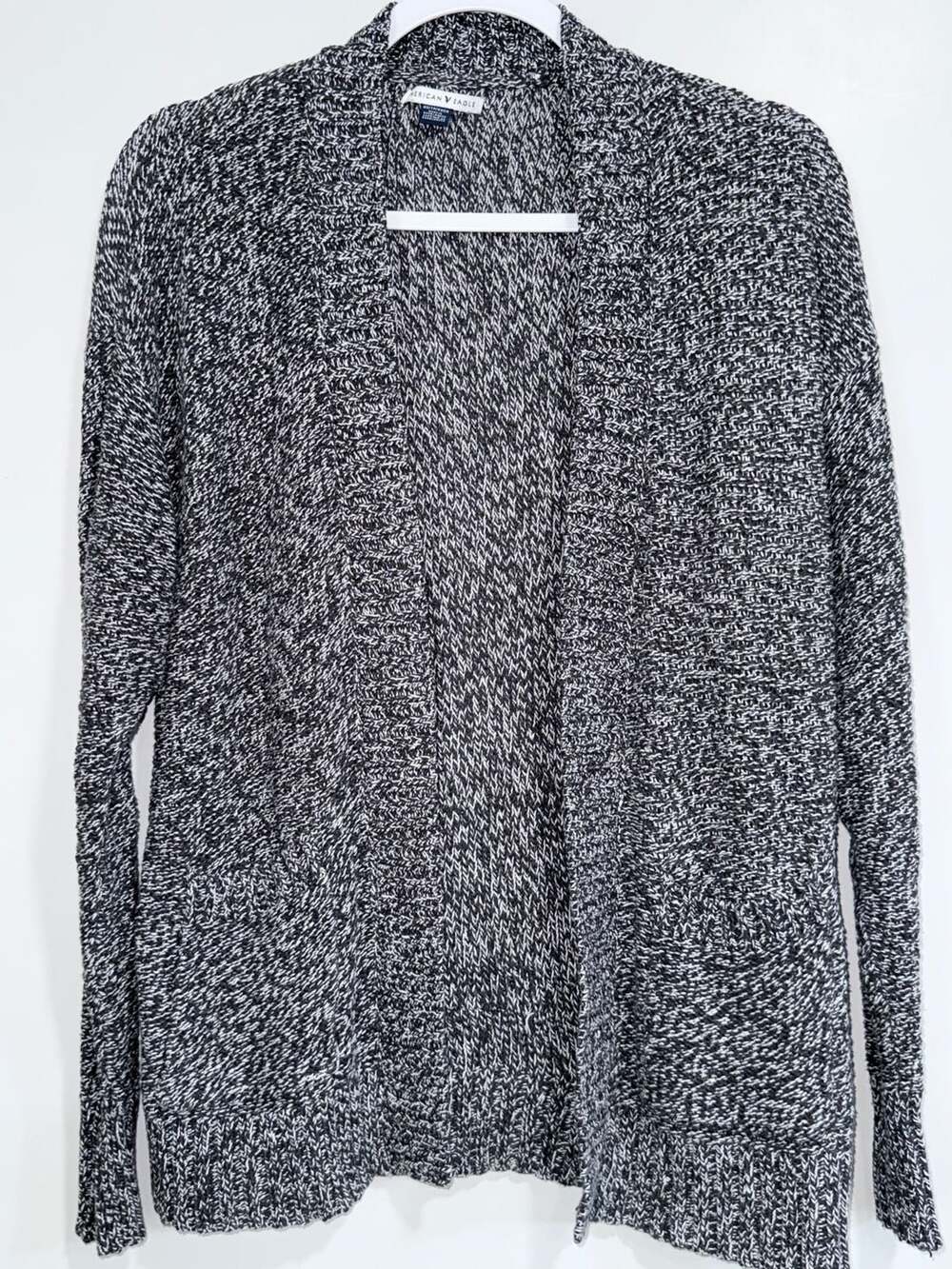 American Eagle Outfitters Black and White Marled Knit Cardigan